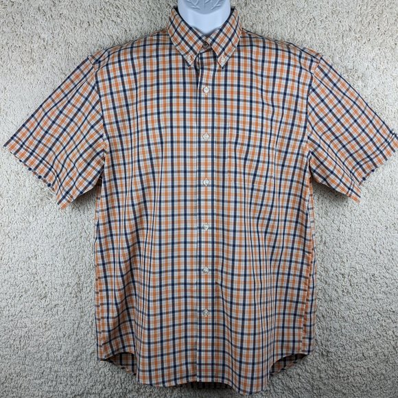 Arrow* Men's Short Sleeve Button Down Curved Hem Double Pocket Shirt~ Size Large - Picture 1 of 13